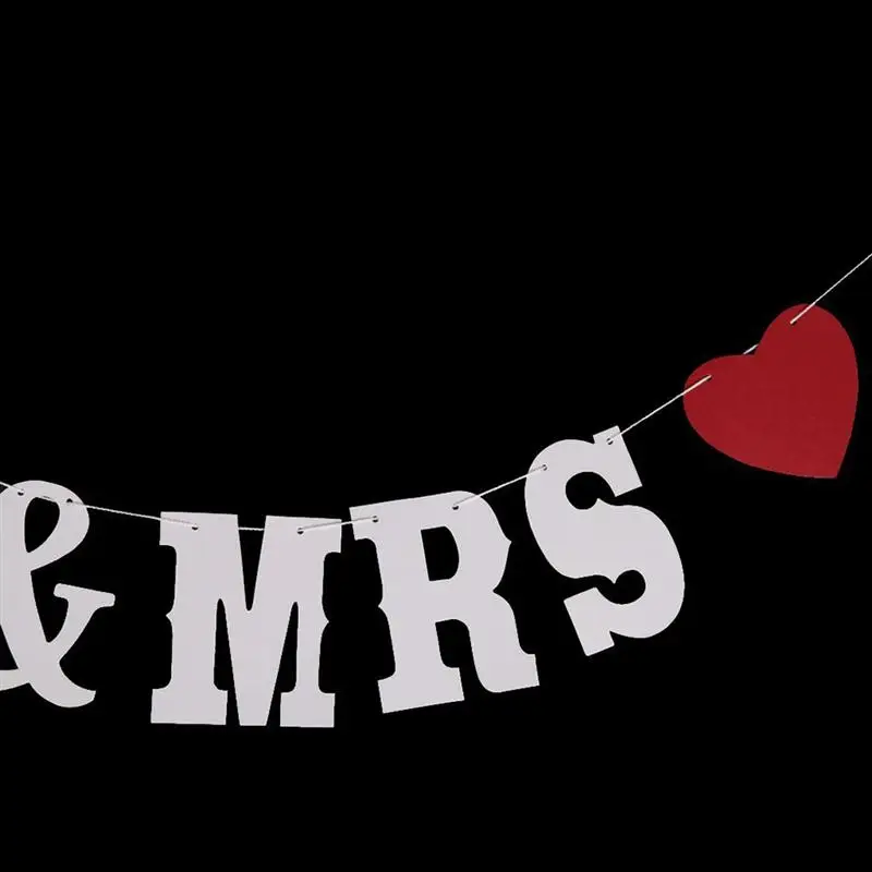 1 шт. баннер для свадебной вечеринки знак MR& MRS Свадьба День святого Валентина Бантинг Баннер подвесные украшения для вечеринки фото реквизит(белый