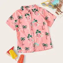 Повседневное детская одежда для мальчиков; короткий рукав кнопка хлопковая рубашка