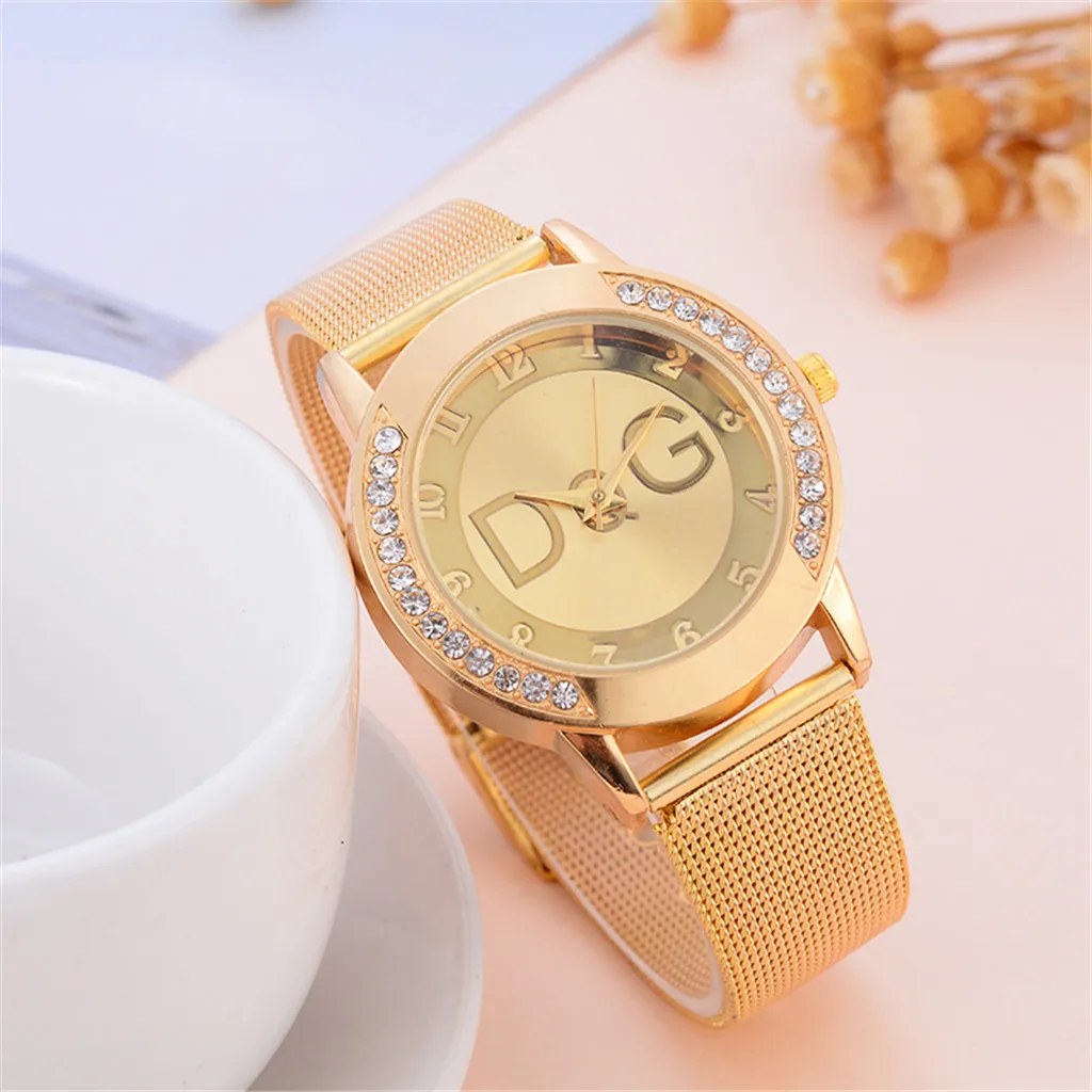 DQG Роскошные Брендовые женские часы Relogio Feminino женские часы с ремешком поверхность Звезда Луна корейская мода повседневные женские часы