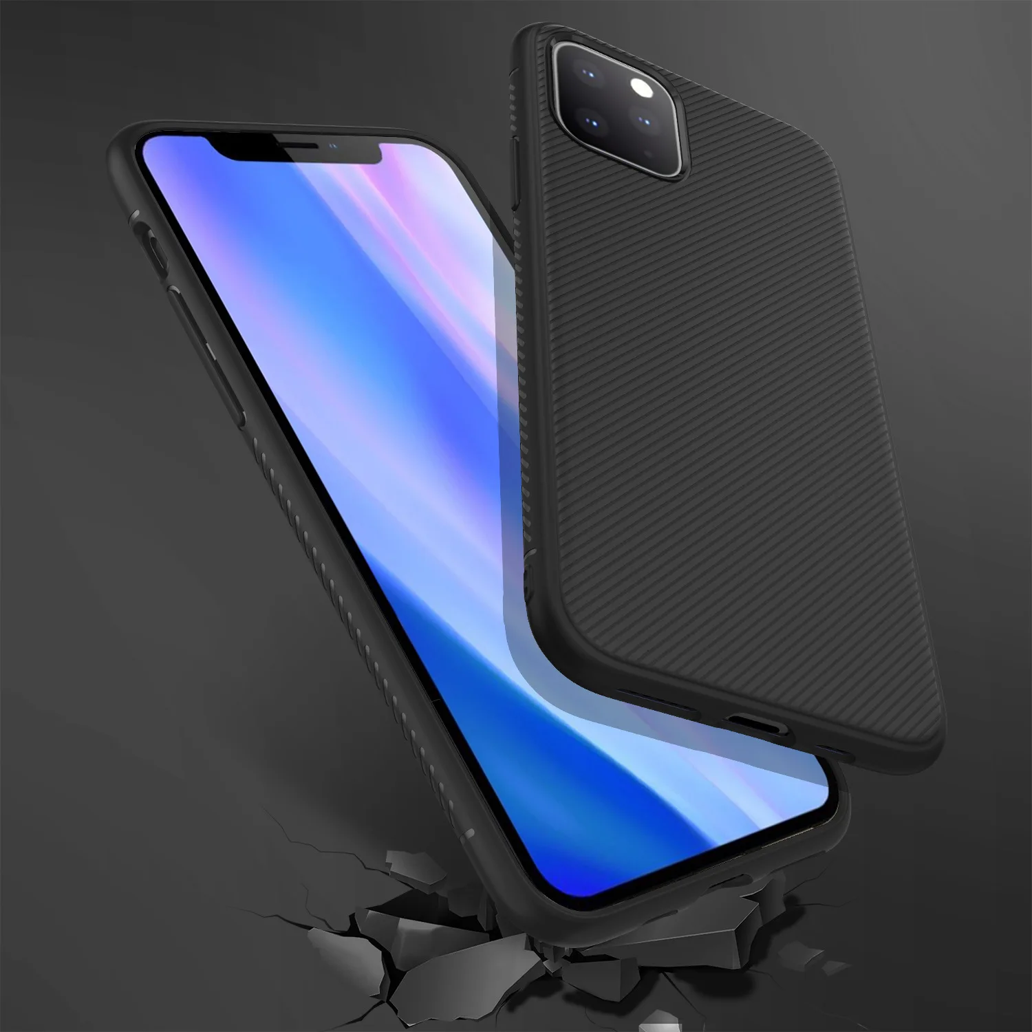

for Apple iPhone 11 Pro Max Case Cover Lenuo Shockproof Carbon Fiber Brushed Back Cover Case for Apple iPhone11/iPhone 11 Pro