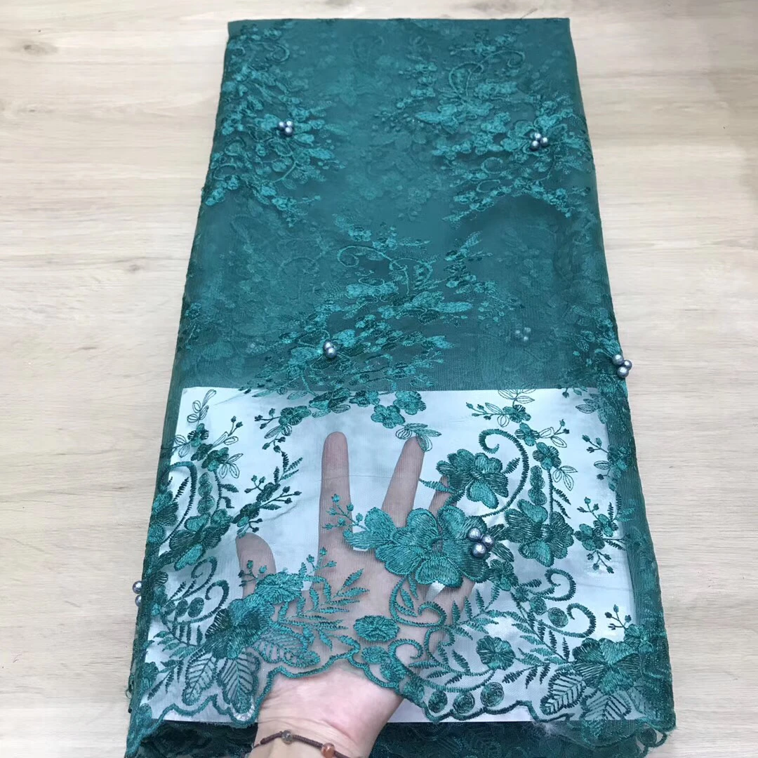 

African lace fabric high quality lace green, stone lace fabric for wedding dress, Nigerian lace fabric for wedding J3499