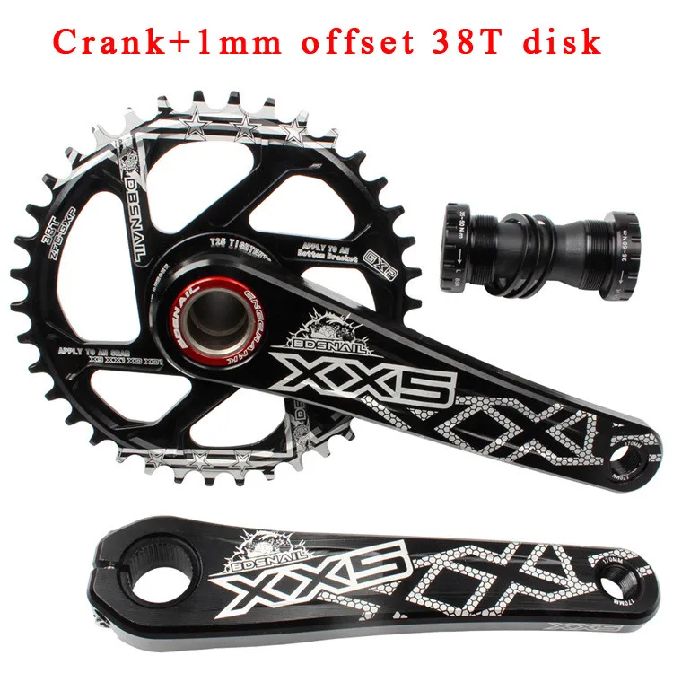 Black set 38T 1mm Улитка GXP система для MTB 170 мм горный велосипедный Кривошип оси комплекты звездочек 1 мм 6 мм офсетный диск 30 T-40 T Chainwheel Сверхлегкий Al-alloy - Цвет: Black set 38T 1mm