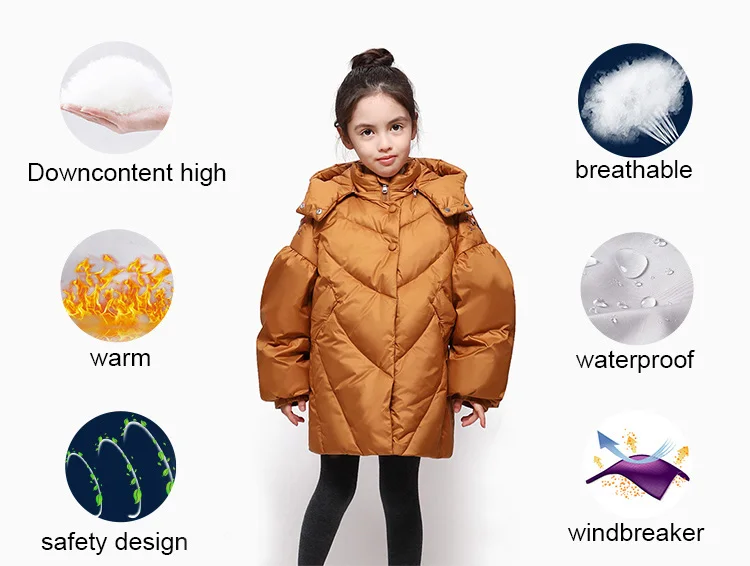 Bilemi/недорогое зимнее пальто с меховым капюшоном для маленьких девочек