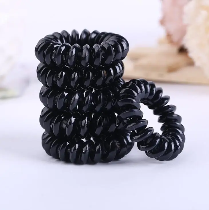 10 PCS Telephone Line Cord Traceless Rubber Band Brown Coffee Black Clear Colorful hair Gum Elastic Hair Band For Girls Women designer hair clips