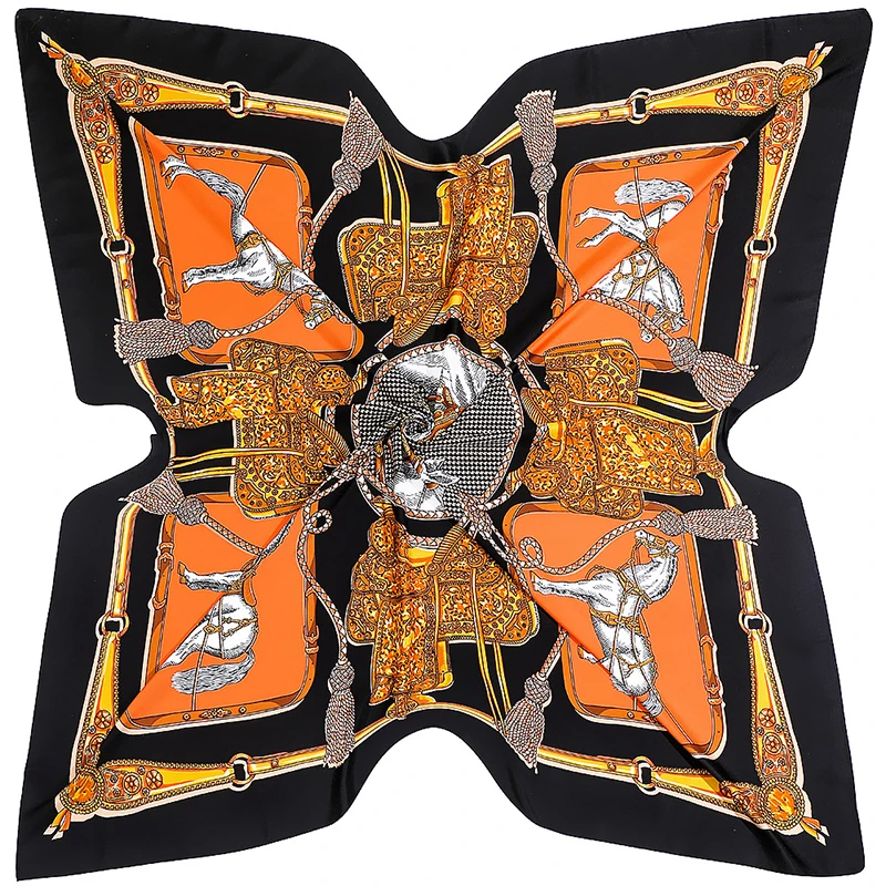 2021 New design brand Women\'s silk scarf 130cm*130cm printed twill large square scarf shawl wrapped lady\'s scarf Farad