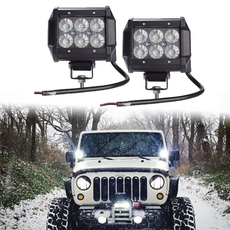 18W Work Light Lamp Cree Chip LED Motorcycle Tractor Boat Off Road 4WD 4x4 Truck SUV FOG LIGHT FOR ATV Car Led Bar | Автомобили и