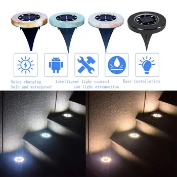 

8LEDs Ground Light Solar Powered Garden Landscape Lawn Lamp Buried Light Outdoor Road Stairs Decking light With light Sensor