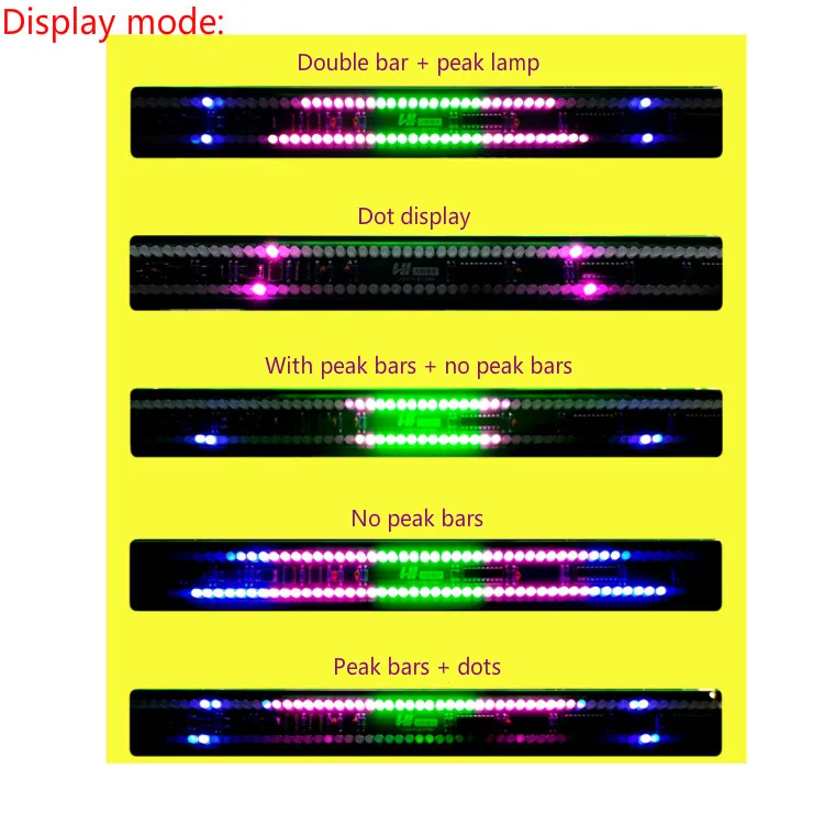 Folio Type USB Music Level Indicator Dual 60 LED Colorful Spectrum Dual-Channel Gain Audio Indicator 5 Display Modes