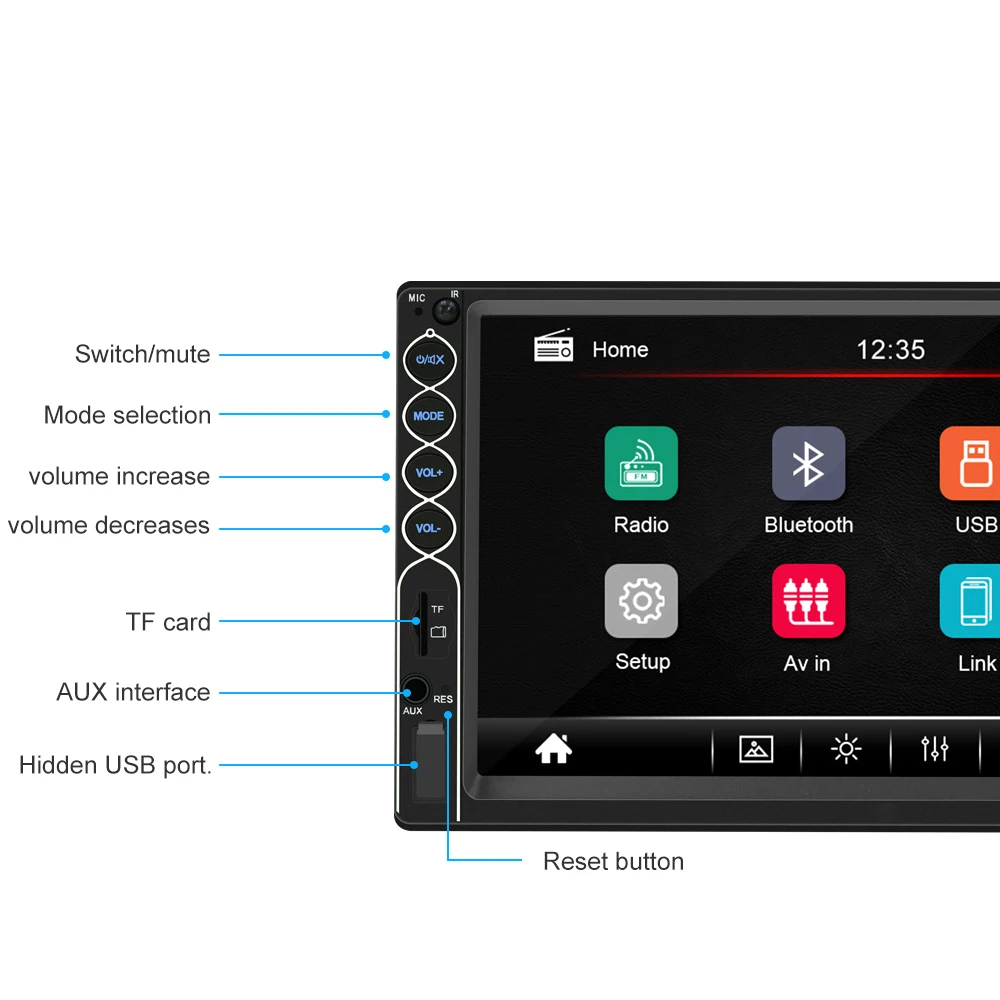 Автомагнитола 2 Din Автомобильная Радио 7 'HD Bluetooth мультимедийный плеер 2DIN сенсорный экран Авто аудио стерео MP5 Bluetooth USB TF FM