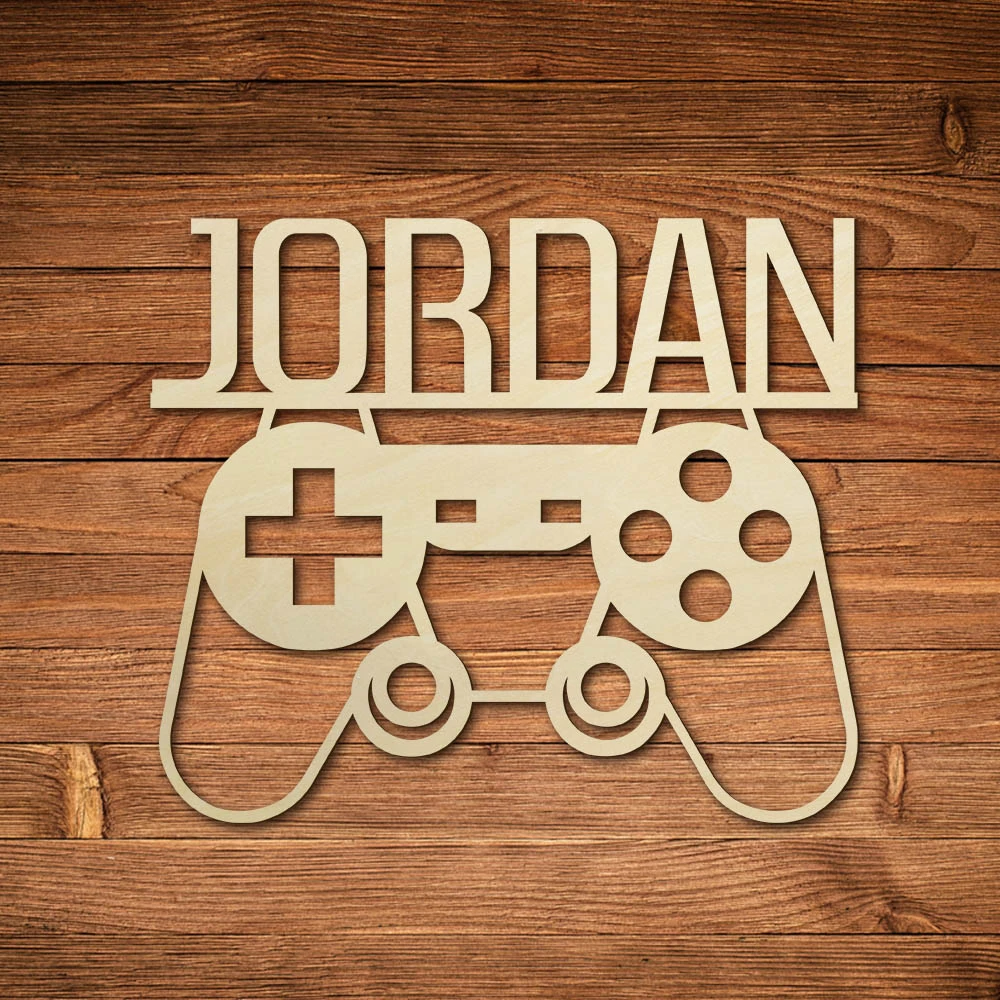 Nursery Art Personalized Sign 5 x 10 Sign Rustic Game Controller Room Sign Kids Door Sign Kids Name Gamers Sign