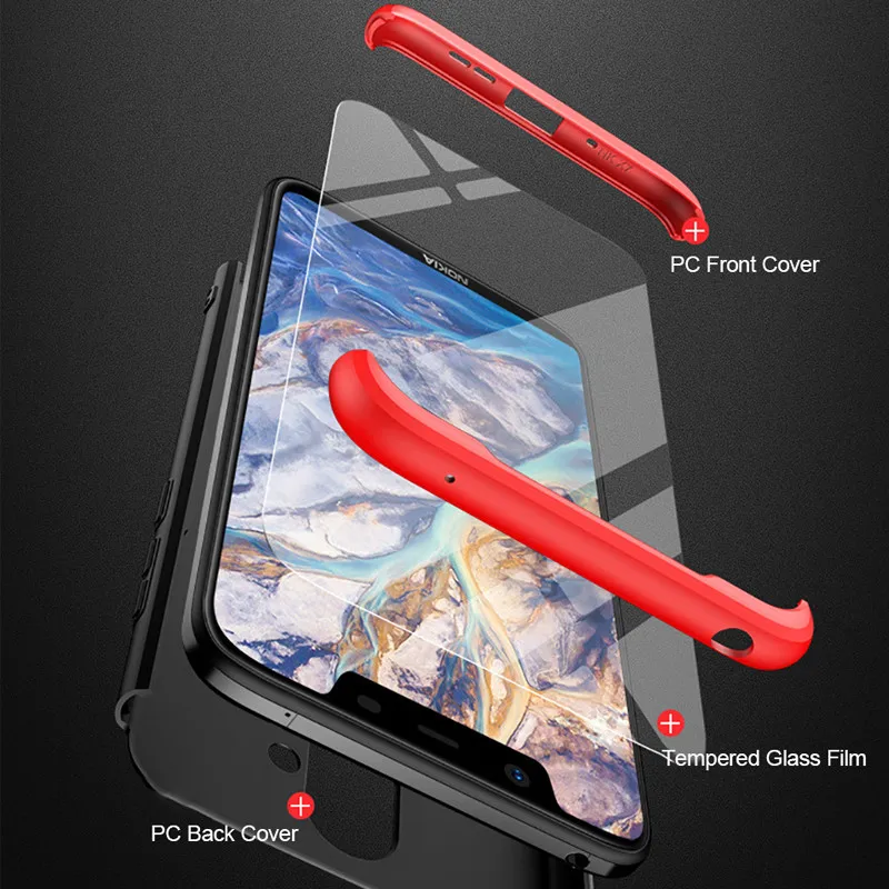 3 в 1 360 Жесткий Роскошный чехол для Nokia 7 6 Plus 2018 противоударный матовый пластиковый