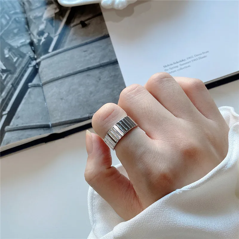 OLOEY чистое 925 пробы Серебряное Открытое кольцо Япония Корея дизайн изогнутая поверхность лестница кольца для женщин юбилей подарки YMR933