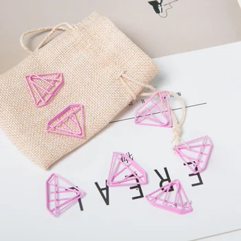 

20Pcs Cute Kawaii Gold Pink Diamond Shape Office School Index Paper Clips Bookmark Set Metal Memo Organizer Clips Stationery