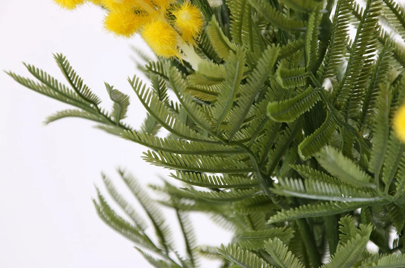 JAROWN Artificial Acacia Yellow Mimosa Plush Pudica Fake Silk Flower Wedding Party Decor Red Bean Plant Home Decor (28)