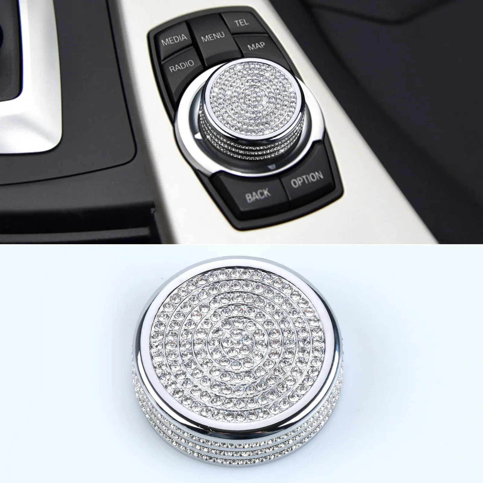 Bling Media Idrive Control Cover Compatibile Con Accessori Per Auto Bmw Interio(X Large)(Large)(Medium)(Small)
