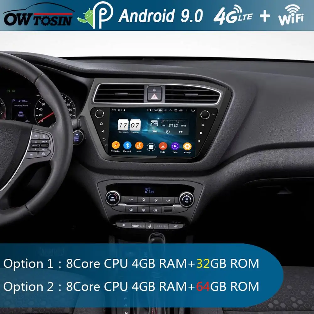 Автомагнитола 9 дюймов IPS Восьмиядерный 4 Гб ОЗУ + 64 ПЗУ Android 0 DVD GPS для Hyundai I20 2018