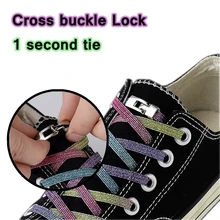 1pair No Tie Shoelace Elastic Shoelaces Cross Buckl Candy Flats Quick Kids Adult Sneaker Metal Lock Shoe Laces Shoes Accessories