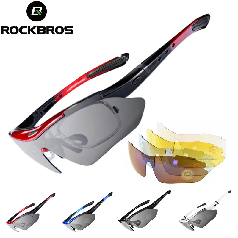 

ROCKBROS Polarized 5 Lens Cycling Glasses UV400 Outdoor Sports Sunglasses Goggles Safety Protection Bicycle Eyewear Myopia Frame
