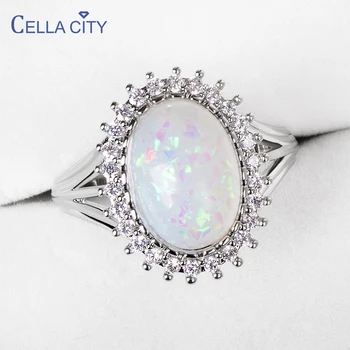 

Cellacity Classic 925 Sterling Silver Rings For Women With Oval Opal Gemstones Size 6-10 Women Fine Jewelry Party Wholesale Gift