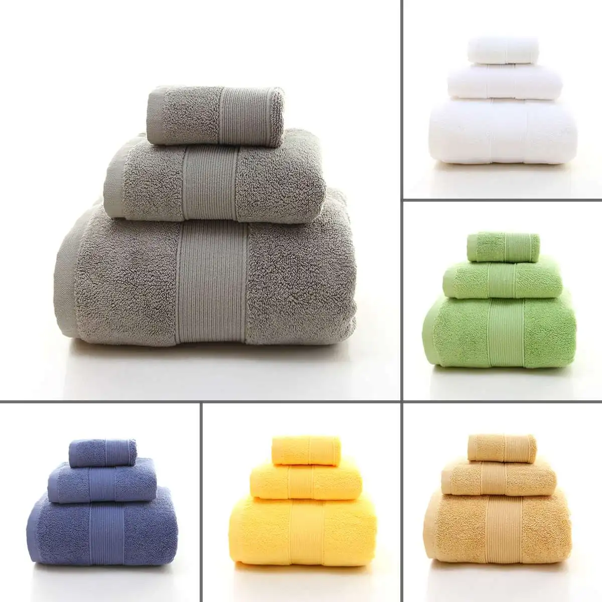 Cotton Solid Color Towels Household Bath Towel Sheet Soft Face Hand Towel 