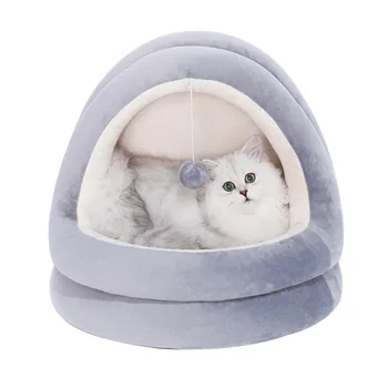 

Semi-Closed Model Nest Pet Bed Kennel Cat's Nest Winter Cartoon Pet Toys Thick Filled PP Cotton Small Medium Bite Resistant