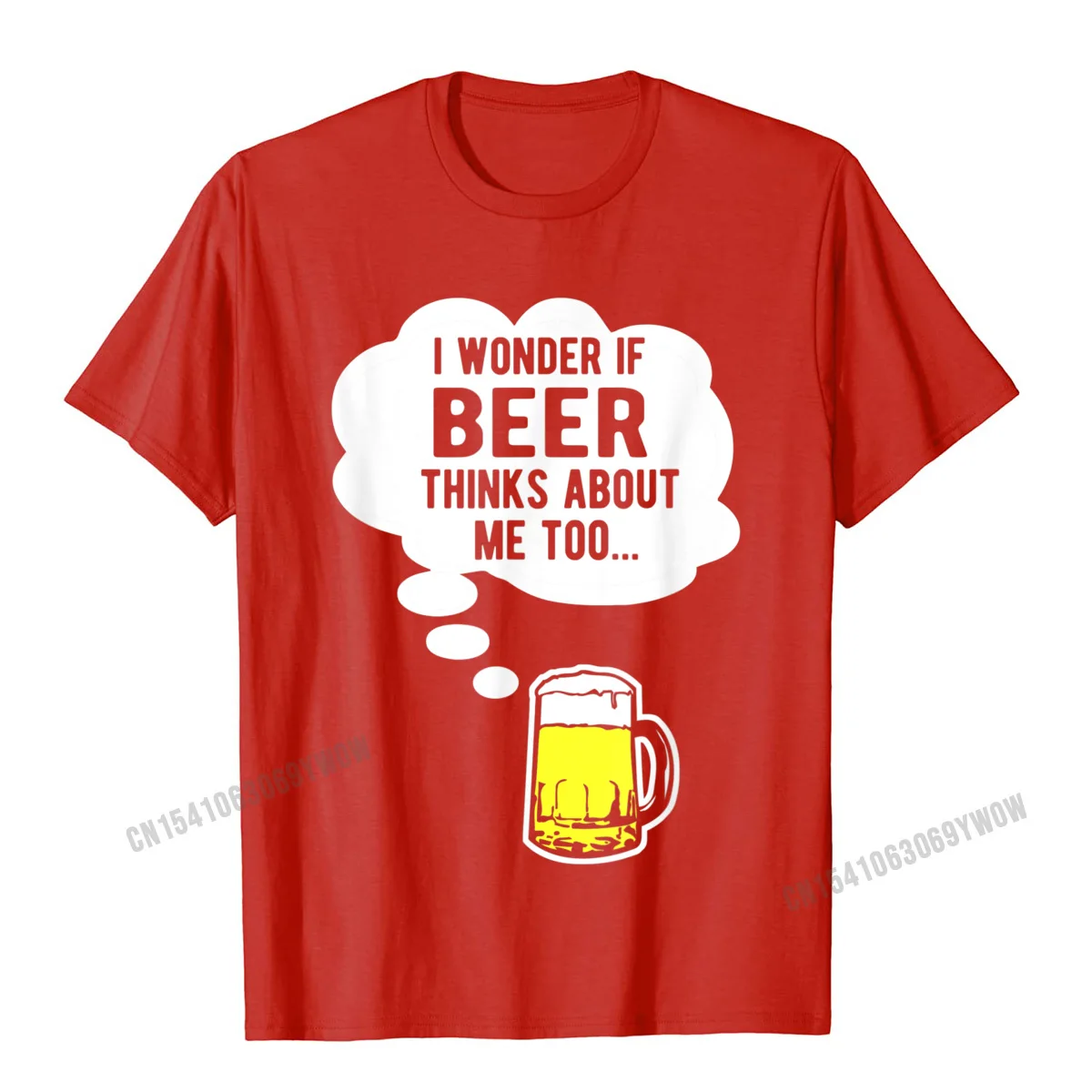 3D Printed Top T-shirts for Men Summer Summer Fall Tops T Shirt Short Sleeve Coupons Fashionable Tees Round Neck 100% Cotton I wonder if beer thinks about me too t-shirt T-Shirt__205 red