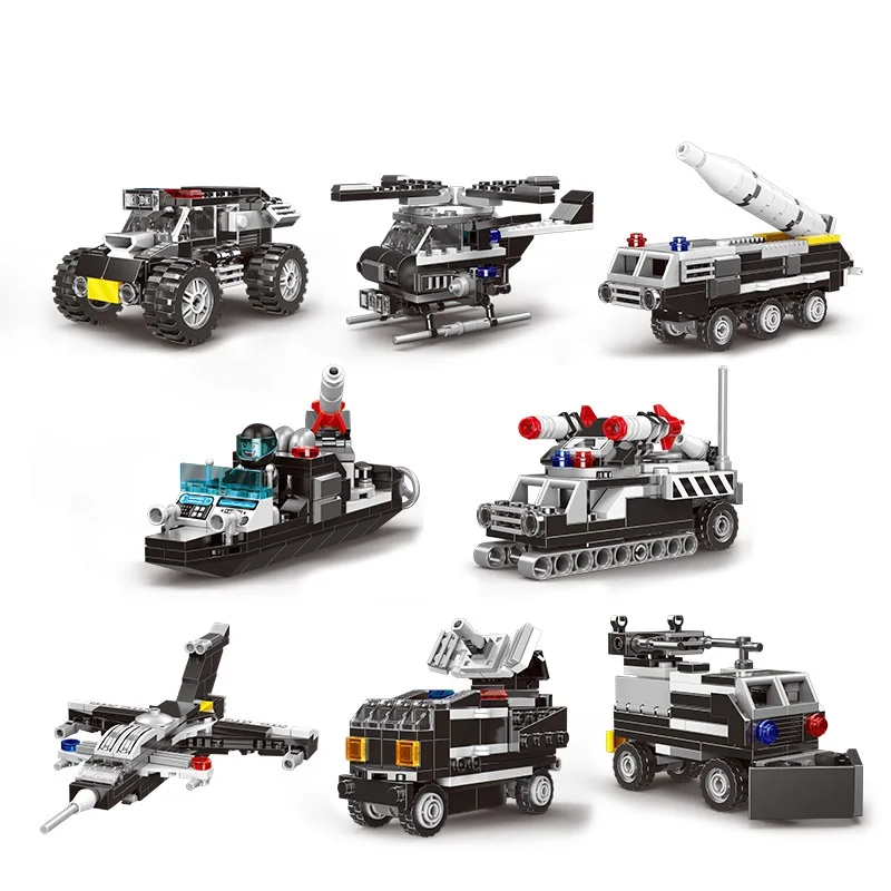 

DIY Building Blocks Military Special Police Pioneer Miniature Car Toys Minifigures Auto Model Building Kit Toys for Boy Children