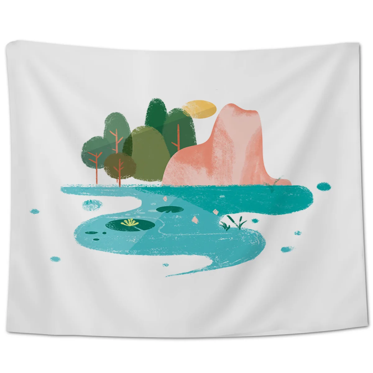 Extremely Simple Landscape Landscape Plant Water Wave Wall Decor Tapestry Decor Wall Art Home