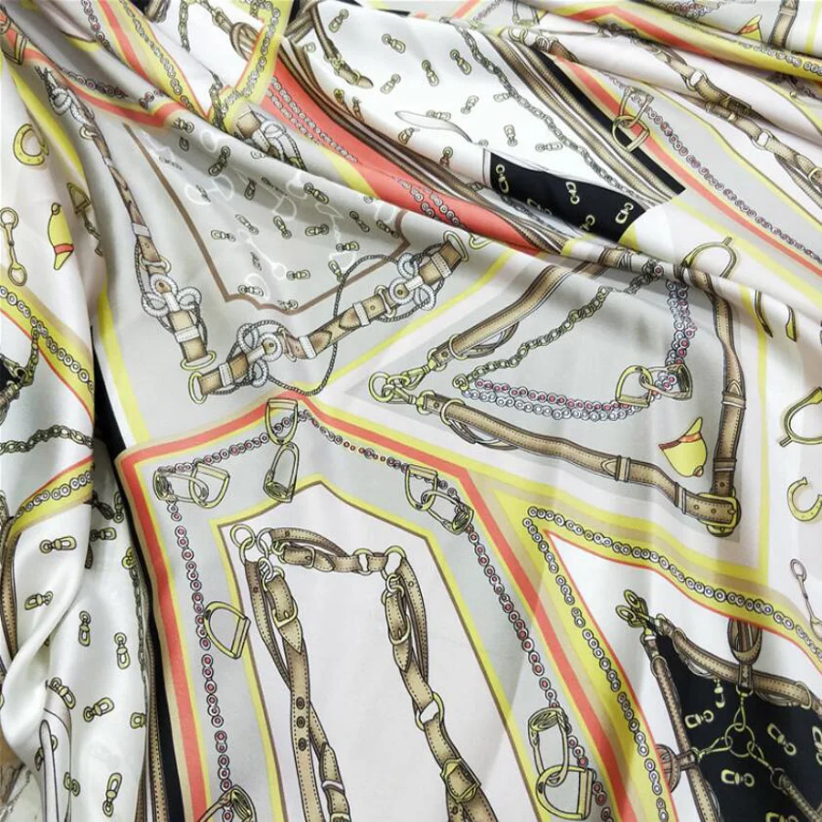 Платье в стиле ретро, атласное винтажное платье, атласная цепочка, печатные тканевые пижамы, рубашка, шарф, текстиль, полиэстер