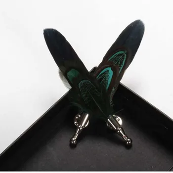 

6Pcs/Bag Feather Corsage Groom groomsman Wedding party Best Man suit peacock Feather Boutonniere For Guy pin Wedding Flowers