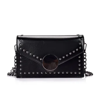 

Rivet Chain Bags for Women 2020 Summer New Fashion Small Crossbody Bags High Quality PU Leather Luxury Ladies Shoulder Bag Black