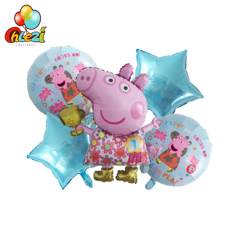 5 шт. фольгированные шары PEPPAPIG, подарок на день рождения, украшения для вечеринки на день рождения, детские игрушки для девочек и мальчиков, шары Peppa pig, Джордж - Цвет: Темный хаки