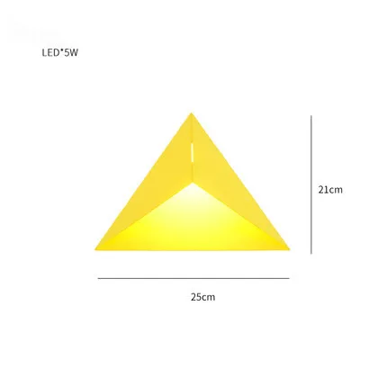 Скандинавском стиле, Индивидуальный Светодиодный креативный прикроватный светильник для спальни, современный минималистичный настенный светильник для гостиной - Цвет абажура: Triangle 5W Yellow