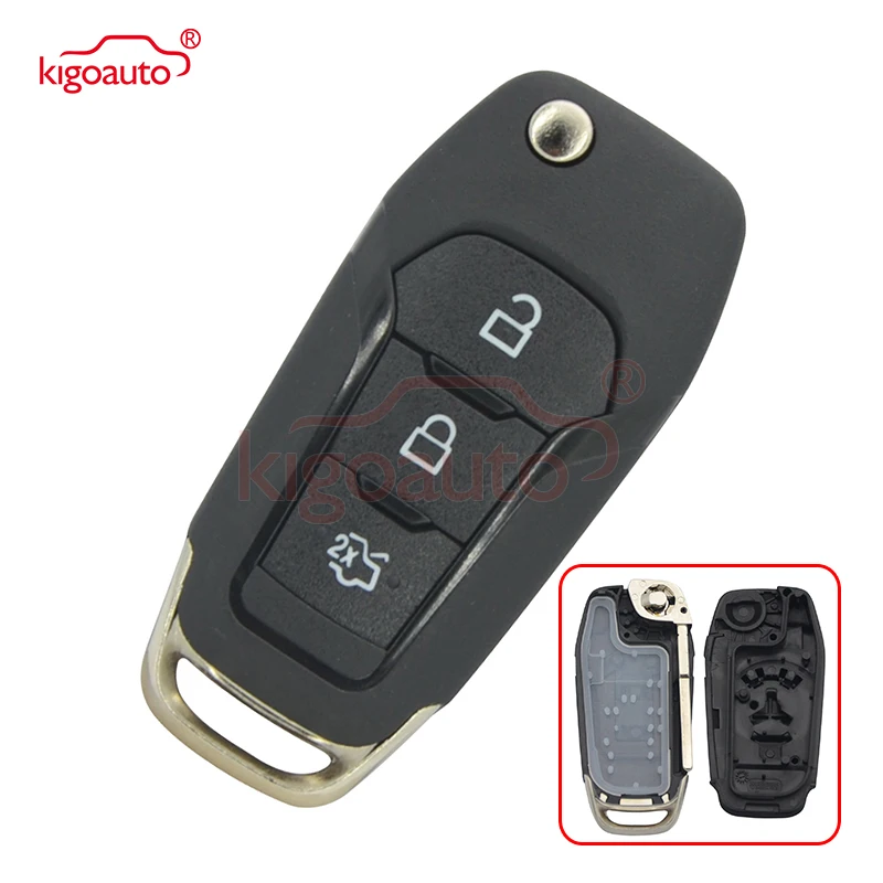 

Kigoauto DS7T-15K601-BE Flip remote key shell 3 button for Ford Mondeo Escort