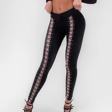 Sfit женские спортивные брюки с высокой талией спортивные брюки облегающие спортивные брюки пуш-ап сексуальные штаны для йоги кружевные украшения черный