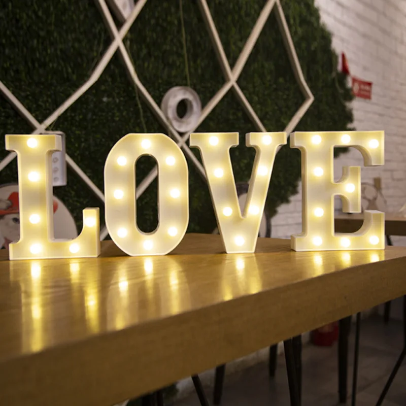 Alphabet Letter LED Lights Luminous Number Lamp Decor  Battery Night Light for home Wedding Birthday Christmas party Decoration night stand lamps