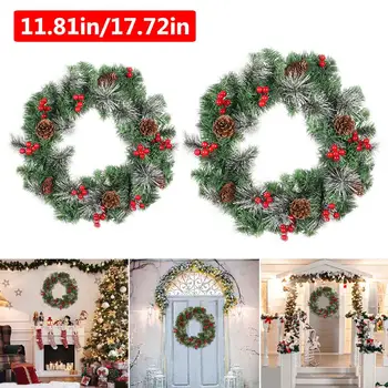 

2020 NEW Christmas Artificial Wreath Large Reusable Pine Cone Wreath Door Window Decorative Garland For Festive Decor