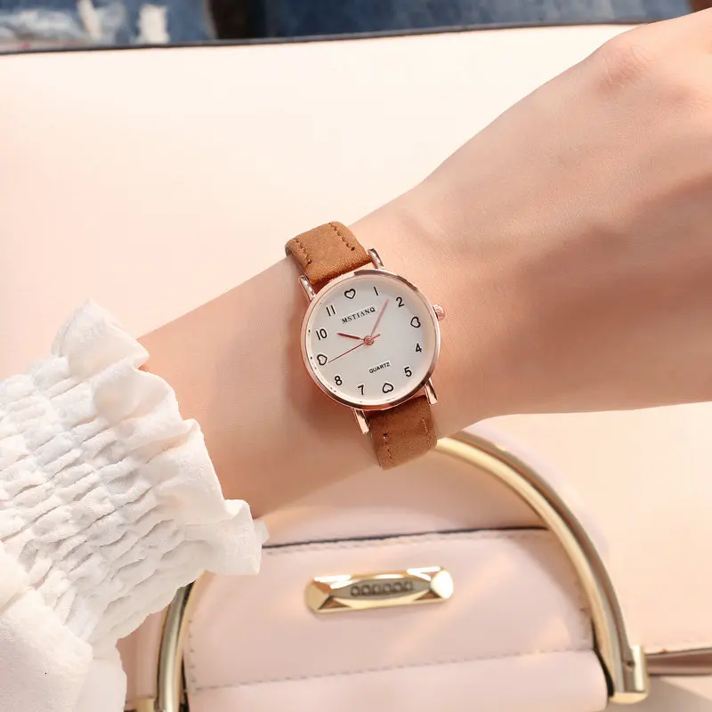 Simple Watch Women Watch Leather Fashion Casual Quartz Wrist Watch Ladies Watch Female Clock relogio feminino reloj mujer - Цвет: Coffee