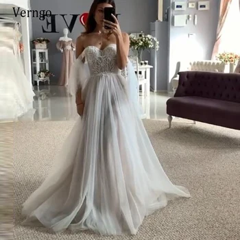 

Verngo Off the Shoulder Dusty Color Wedding Dress Tulle Lace Applique Graceful Bridal Gowns 2021 Vestido de noiva