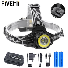 Супер яркий светодиодный налобный фонарь T6+ COB, 4 режима, фонарь для охоты, рыбалки, велосипеда, USB Перезаряжаемый Головной фонарь, масштабируемый фонарик 18650