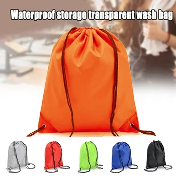 

New Simple Unisex Drawstring Bags Women Men Casual Drawstring Backpack Storage Bag Solid Color Portable Bags 35x45cm