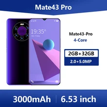 Mate 43pro 6,53 zoll 4G LTE Smartphone Android Handy Quad Core 2 + 32G ROM 3000mAh globale Version Gesicht Entsperren Cellphon