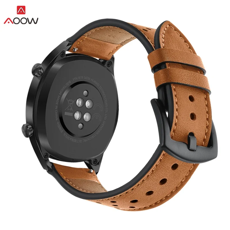 22 мм ремешок для huawei Watch GT браслет из натуральной кожи для samsung Galaxy Watch 46 мм S3 Frontier верхние отверстия кожаный ремешок для часов