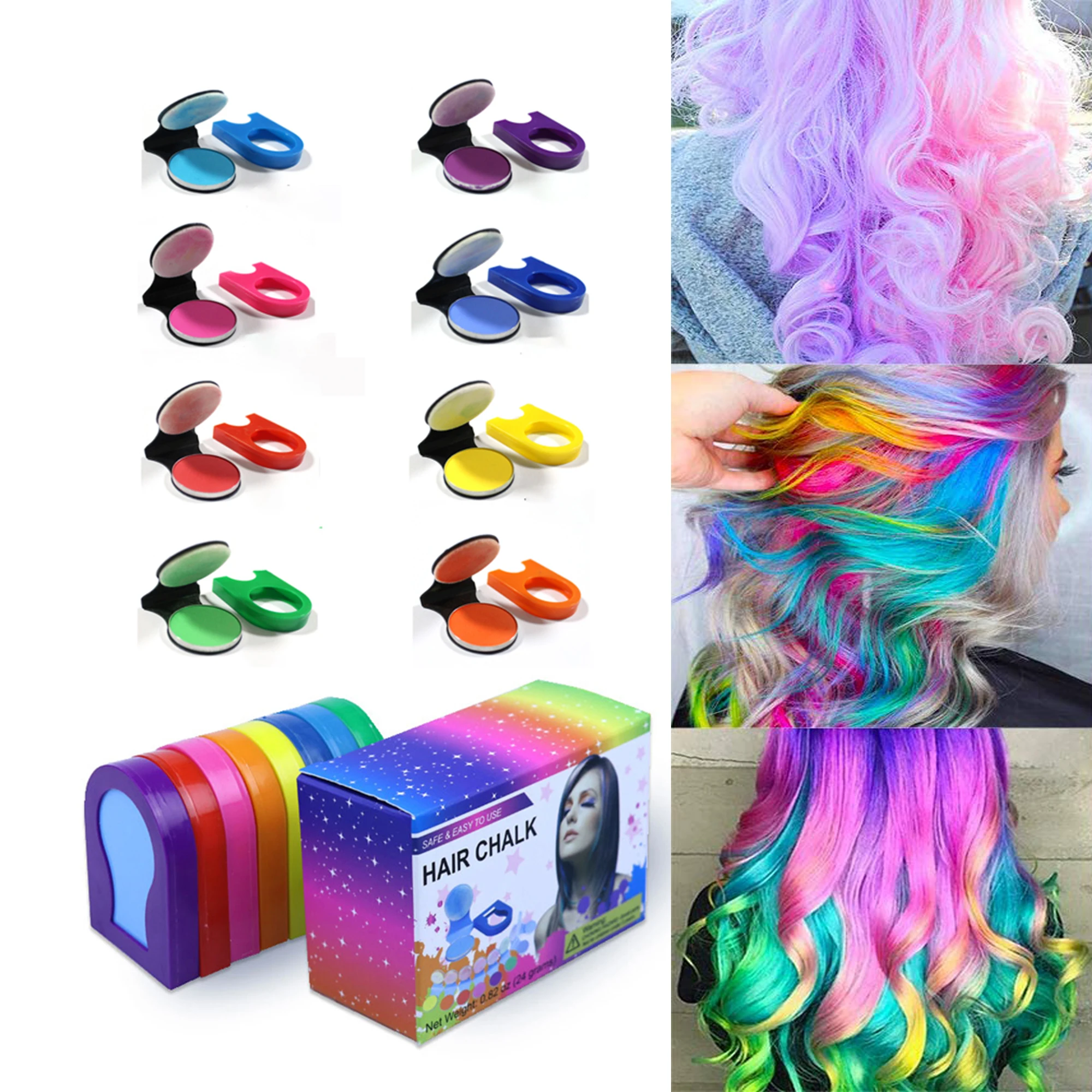 

Creative Hair Chalk Powder 8 Colors Hair Color DIY Temporary Pastel Hair Dye Color Soft Beauty Paint Pastels gift for children