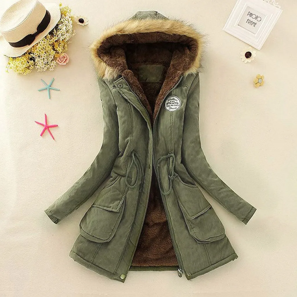 Женское теплое пальто, женское длинное пальто с воротником из искусственного меха, куртка с капюшоном, Тонкая зимняя верхняя одежда, пальто для женщин, пальто#1127