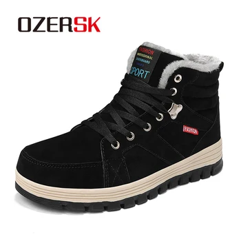

OZERSK 2020 Autumn Winter Ankle Snow Men Boots Shoes With Fur Warm Male Casual Boot Sneakers Men Youth Casual Boots Size 36~48