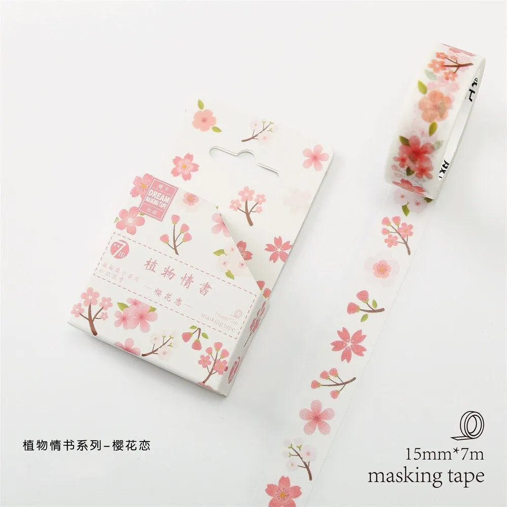 Красивая васи лента цветок завод японский маскирующий васи лента декоративная клейкая лента Decora Diy Скрапбукинг наклейка этикетка - Цвет: 12