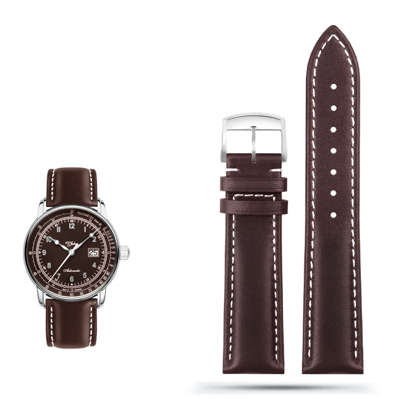 Blue Genuine Leather Watch Band Strap, 21mm/22mm – Premium Replacement Watch Strap Belt Bracelet