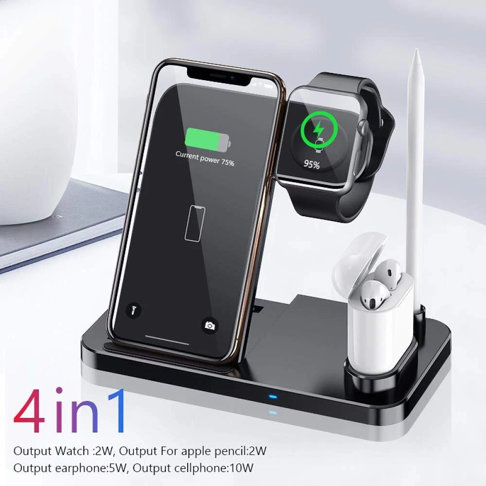 Беспроводное зарядное устройство 4 в 1 для iPhone X Xs Max Xr 8 Plus Airpods | Мобильные телефоны