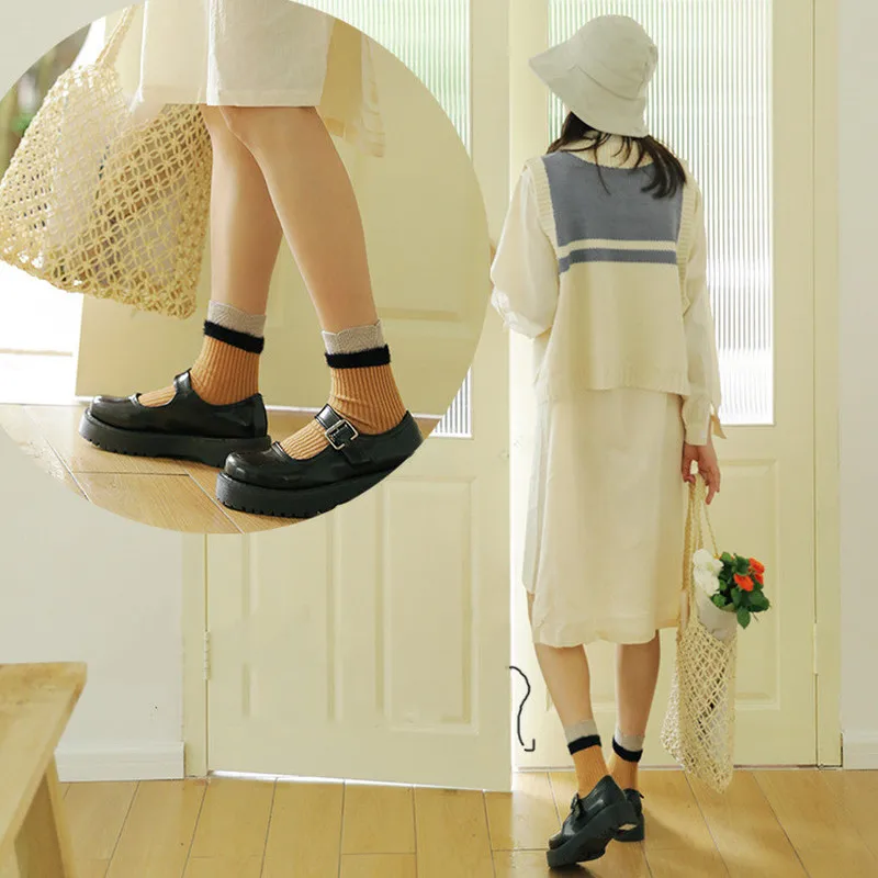 

Jeseca 2019 New Winter Thick Warm Socks College Style School Students Warmer Sock Japanese Kawai Harajuku Vintage Streetwear Sox